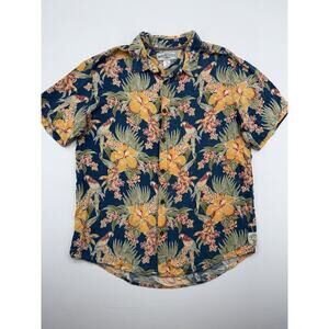 Margaritaville Jimmy Buffett Parrot Print Hawaiian Shirt Men Button Rayon Large